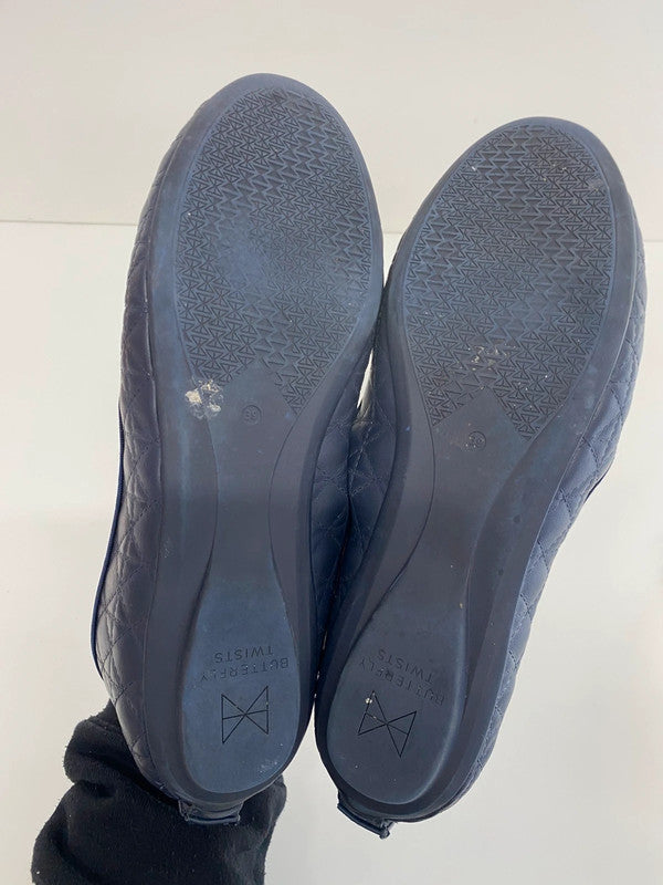 Fabulous Butterfly Twists Navy Quilted Ballet Flats UK6 MW001