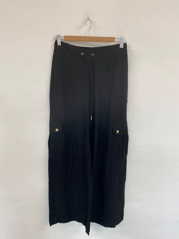 Fabulous Mint Velvet Black Y2K Vibes Wide Leg Cargo Trousers UK10 R LG005