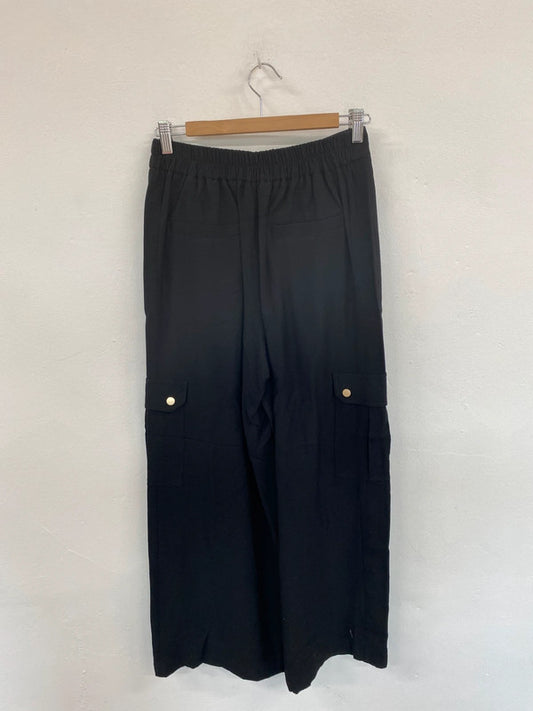 Fabulous Mint Velvet Black Y2K Vibes Wide Leg Cargo Trousers UK10 R LG005