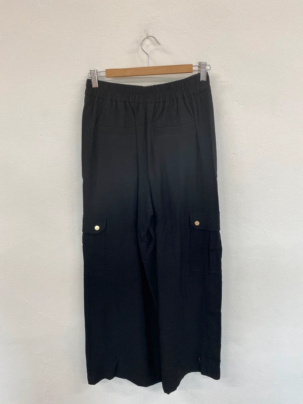 Fabulous Mint Velvet Black Y2K Vibes Wide Leg Cargo Trousers UK10 R LG005