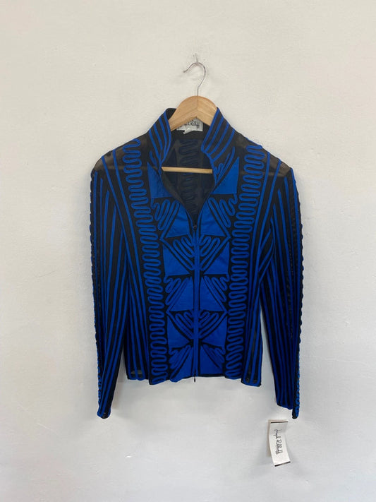 Fabulous Joseph Ribkoff Navy Mix Mesh Artsy Jacket UK M KM004