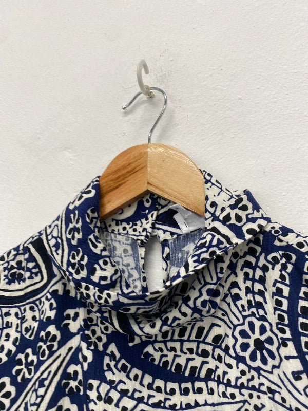 Fabulous John Lewis Classy midi dress Navy Greek pattern Uk16 AH451