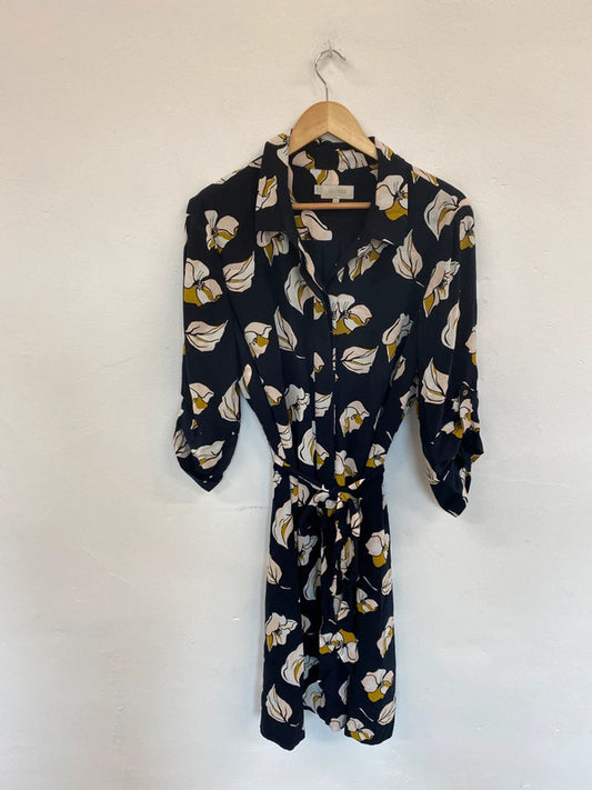 Fabulous Hobbs Navy Mix Floral Belted Shirt Midi Dress UK16 AH451