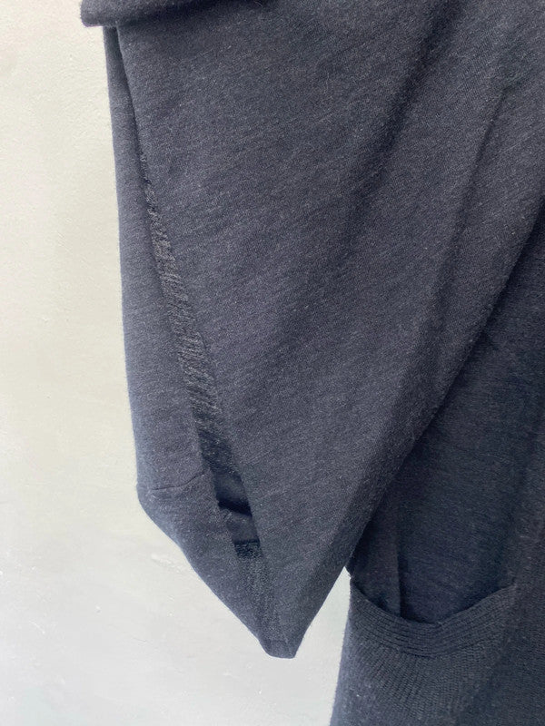 Fabulous Jaeger lagenlook Charcoal grey wool cardigan UkL (16) AH451