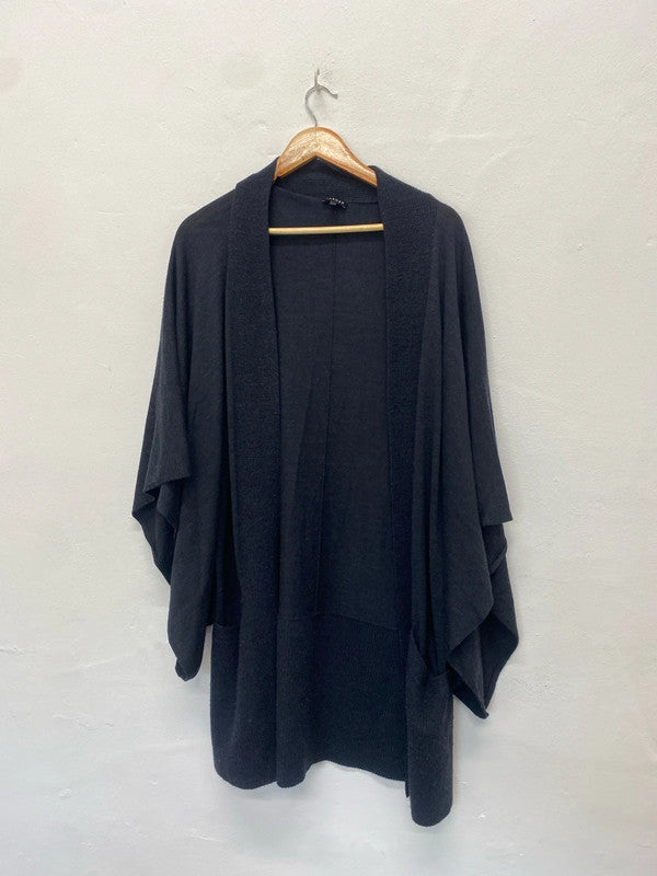 Fabulous Jaeger lagenlook Charcoal grey wool cardigan UkL (16) AH451