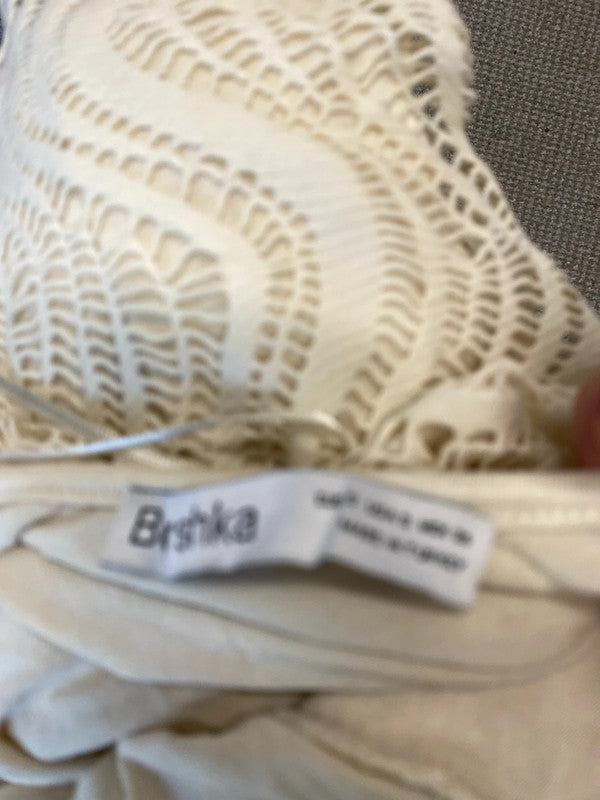 Fabulous boho crochet rag mini dress Ibiza UkS LT272