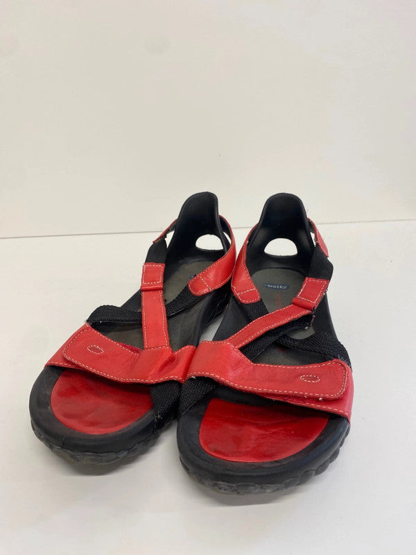 Fabulous Wolky leather walking Sandals UK6 Red & Black KM001