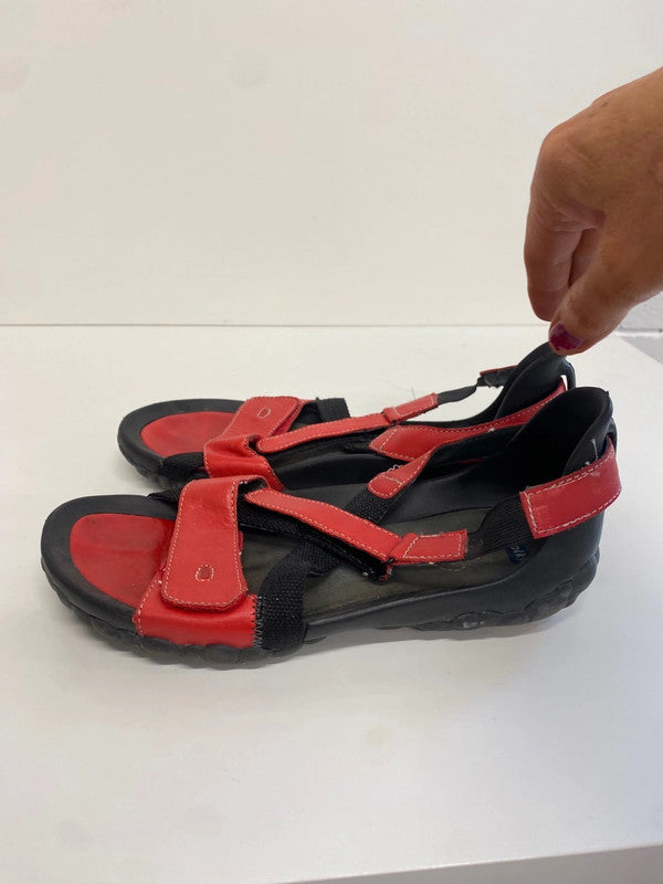 Fabulous Wolky leather walking Sandals UK6 Red & Black KM001