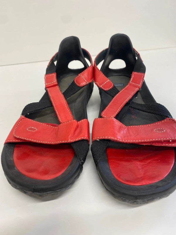 Fabulous Wolky leather walking Sandals UK6 Red & Black KM001