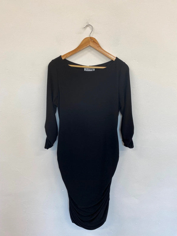 Fabulous Joseph Ribkoff Black Ruched Detail Midi Dress UK16 KM001
