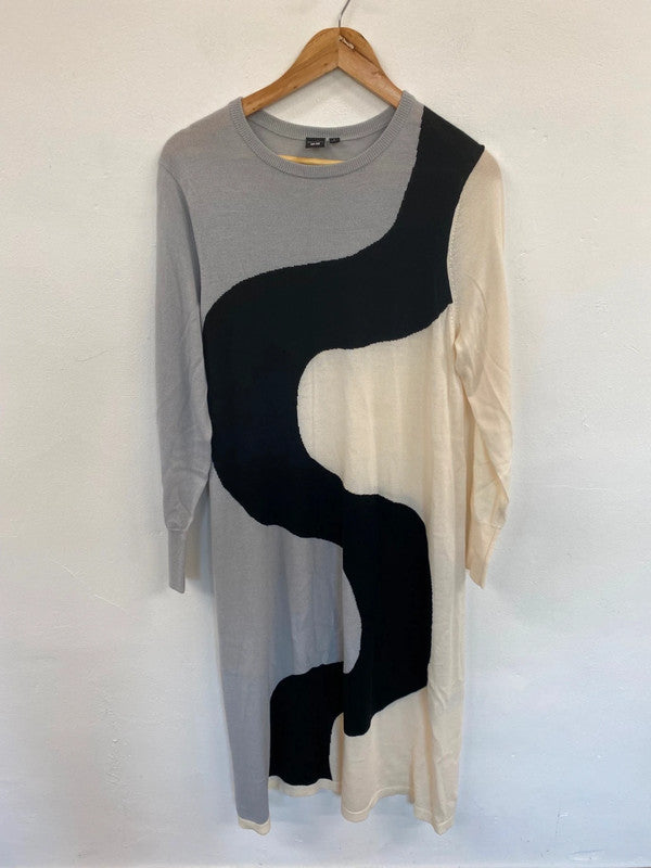 Fabulous marimekko x Uniqlo Monochrome Wool Blend Jumper Dress UK L KM001
