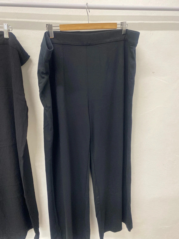 Fabulous duo Of M&S elasticated waist wide leg trousers Uk22 regular #5 HB452