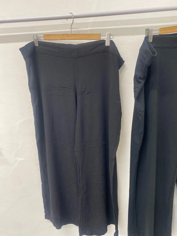 Fabulous duo Of M&S elasticated waist wide leg trousers Uk22 regular #5 HB452