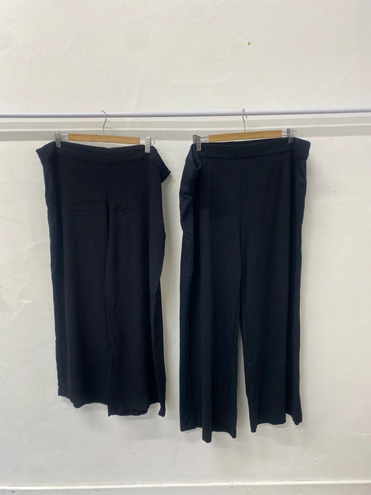 Fabulous duo Of M&S elasticated waist wide leg trousers Uk22 regular #5 HB452