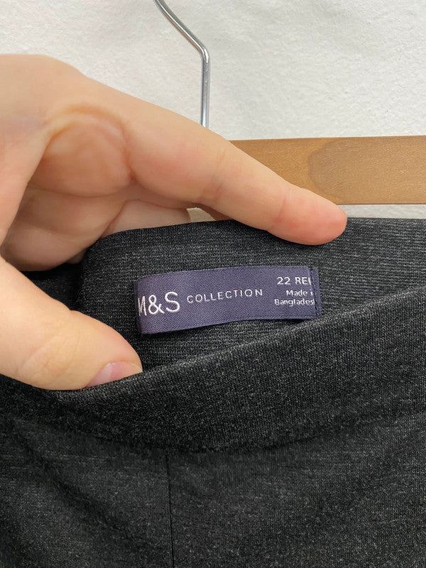 Fabulous M&S Charcoal Grey Wide Leg High Rise Trousers UK22 R HB452