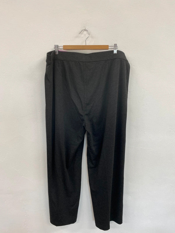 Fabulous M&S Charcoal Grey Wide Leg High Rise Trousers UK22 R HB452