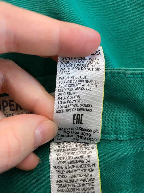 Fabulous M&S Emerald Green Mid Rise Cropped Skinny Jeans UK24 HB452