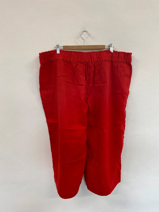 Fabulous Pepper Red Ruffle Waist Mid Rise Wide Cropped Trousers UK24 HB452