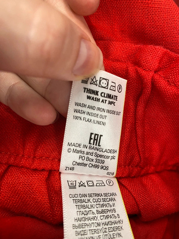 Fabulous Pepper Red Ruffle Waist Mid Rise Wide Cropped Trousers UK24 HB452