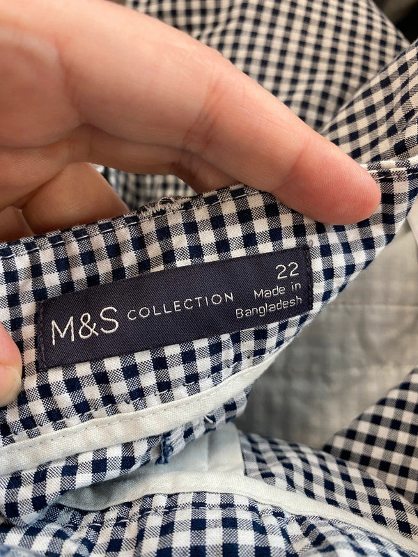 Fabulous M&S Monochrome Gingham Straight Leg Trousers UK22 HB452