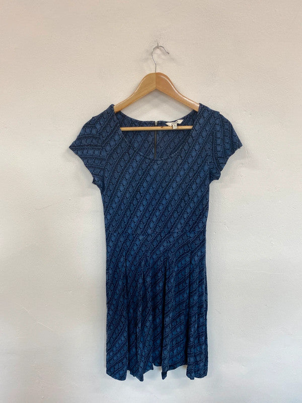 Fabulous FatFace Navy Aztec Pattern Skater Dress UK8 LG276