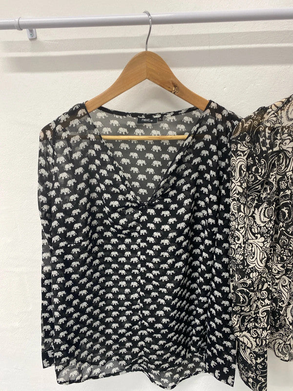 Fabulous bundle of monochrome blouses Uk10 Next #556 LG276