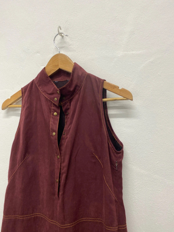 Fabulous vintage Faux suede burgundy midi dress Uk10/12 LG276