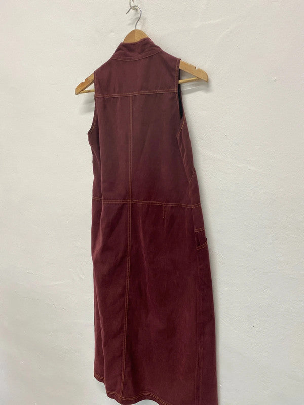 Fabulous vintage Faux suede burgundy midi dress Uk10/12 LG276