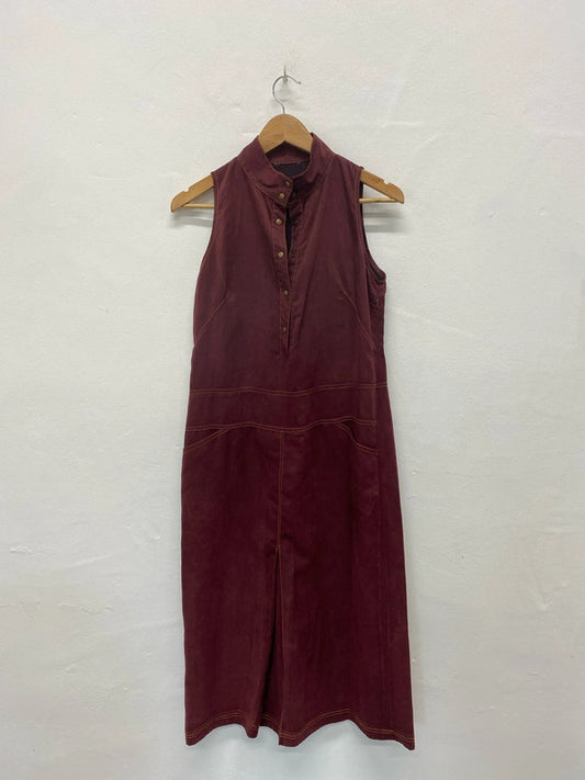 Fabulous vintage Faux suede burgundy midi dress Uk10/12 LG276