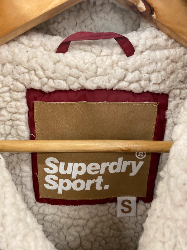 Fabulous Superdry Burgundy Sherpa Fleece Hooded Gilet UK S MH456