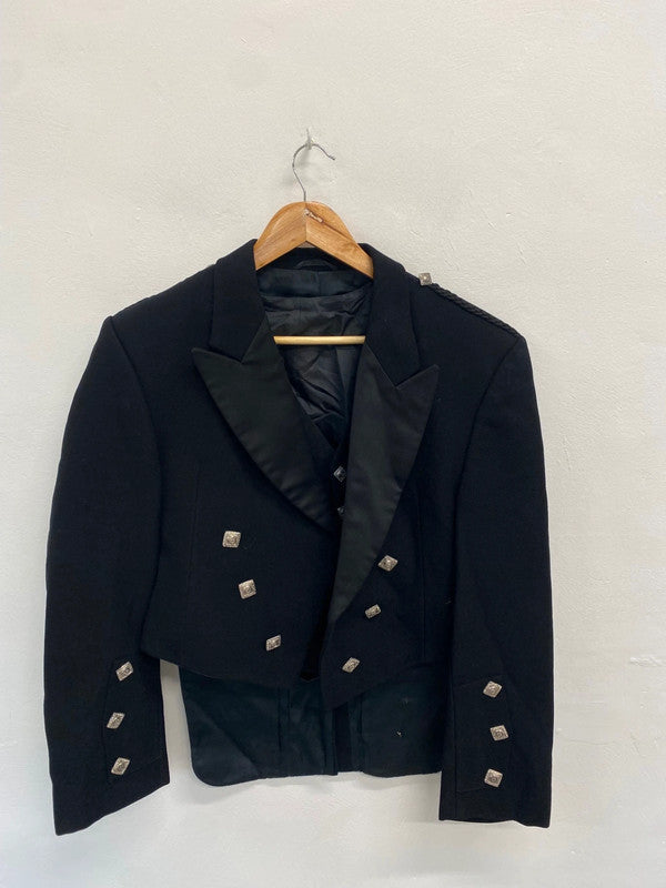 Traditional kilt jacket & waistcoat Prince Charlie UK 40 short Black #100 MD001