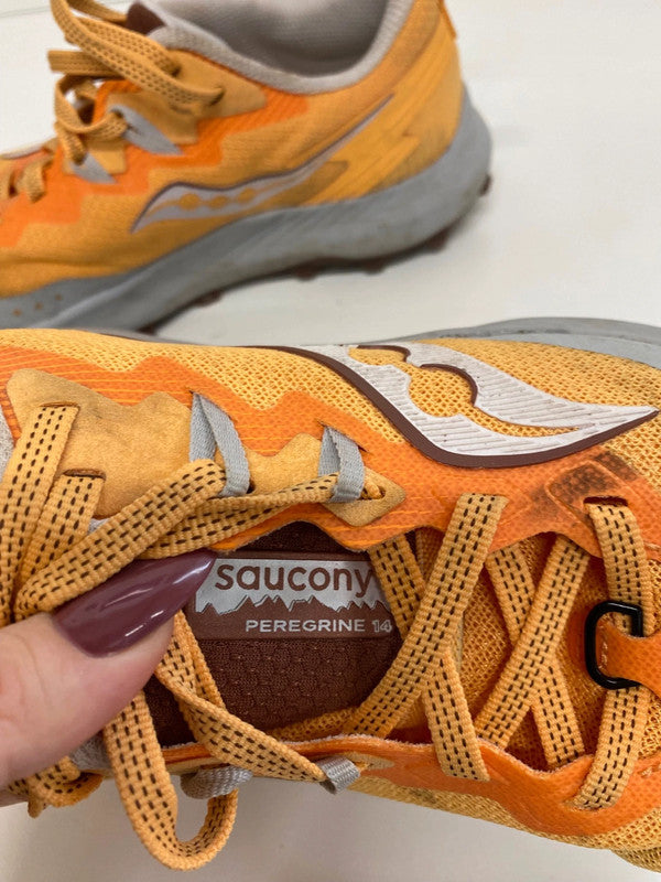 Fabulous Saucony Peregrine 14 Mustard & Grey Trainers UK6 DB457