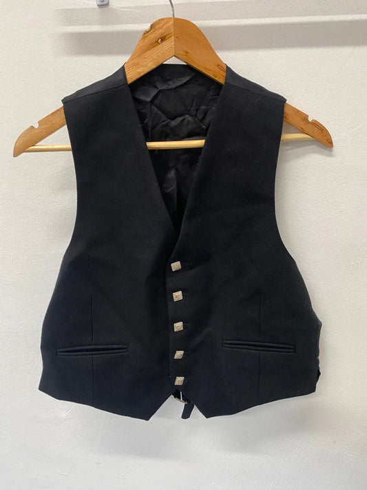 Prince Charlie Black Scottish Waistcoat 40R Traditional ex hire #66 MD001