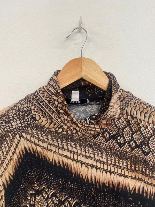 Fabulous Reiss Naomi Snakeskin Midaxi Dress UkL Brown & Black AS001