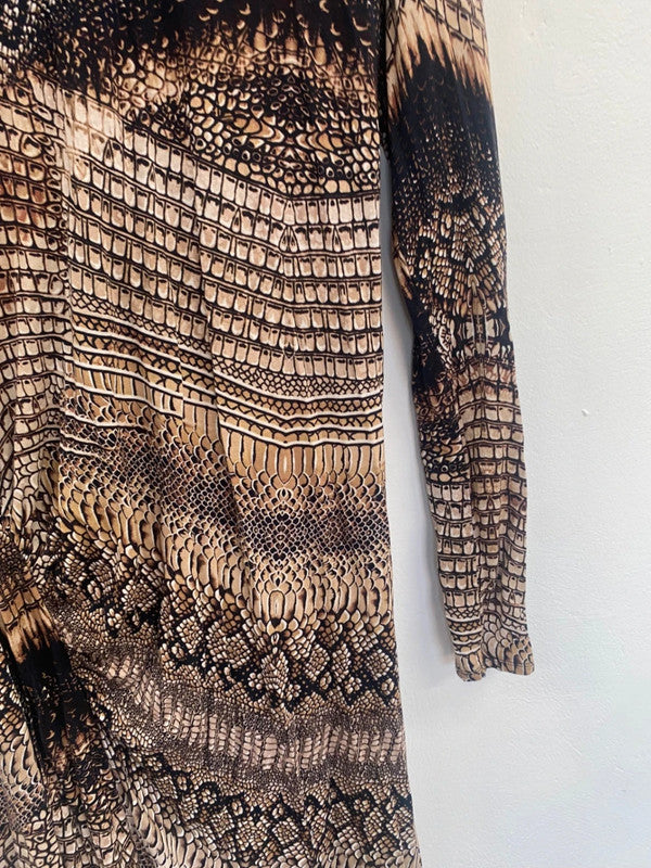 Fabulous Reiss Naomi Snakeskin Midaxi Dress UkL Brown & Black AS001