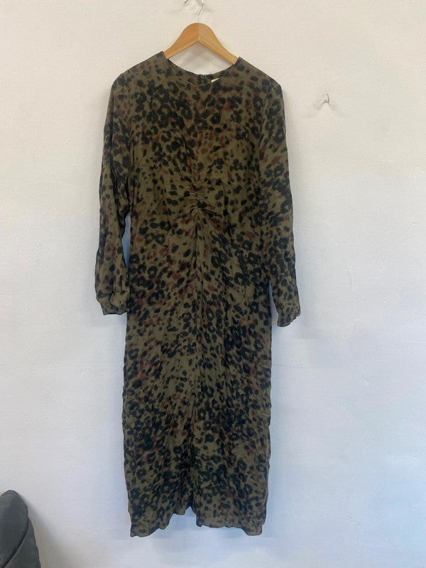 Fabulous Hush Midaxi Dress Uk14 Olive Green Animal print AS001