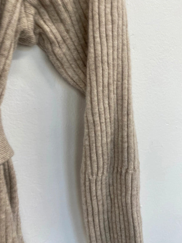 Fab Reiss cashmere blend ribbed Midaxi Dress UkL Beige Classic neutral AS001