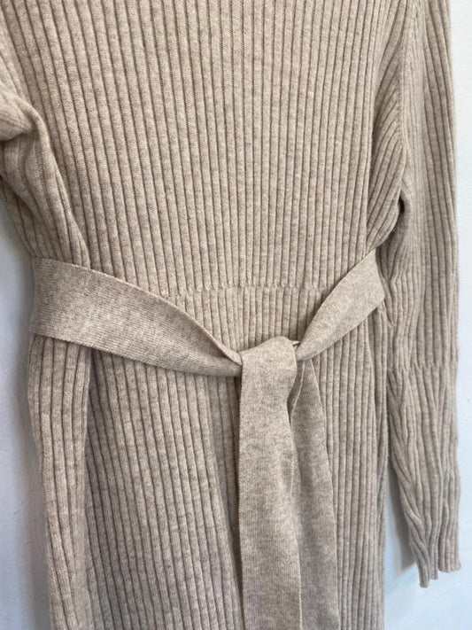 Fab Reiss cashmere blend ribbed Midaxi Dress UkL Beige Classic neutral AS001