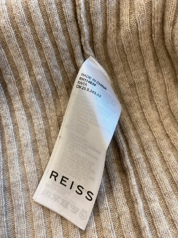 Fab Reiss cashmere blend ribbed Midaxi Dress UkL Beige Classic neutral AS001