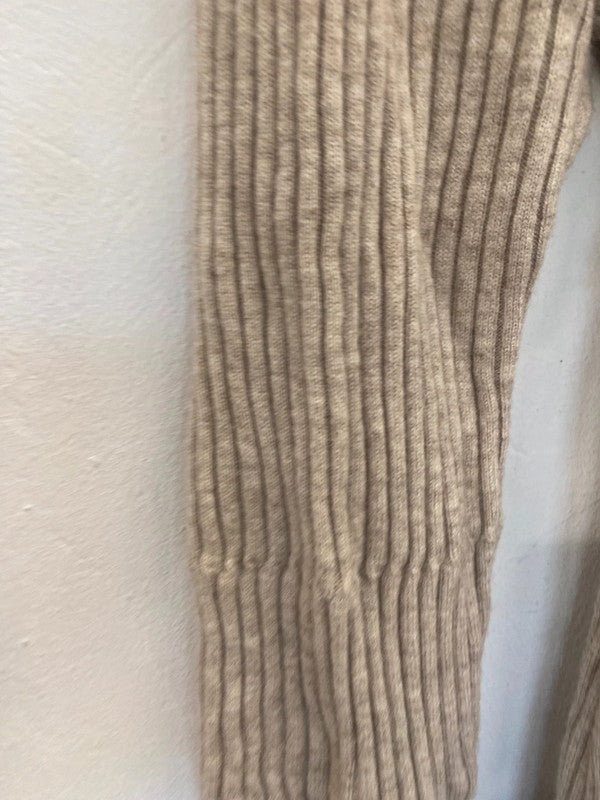 Fab Reiss cashmere blend ribbed Midaxi Dress UkL Beige Classic neutral AS001