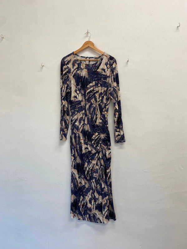 Fabulous Reiss Dress UK 16 Abstract blue maxi dress AS001