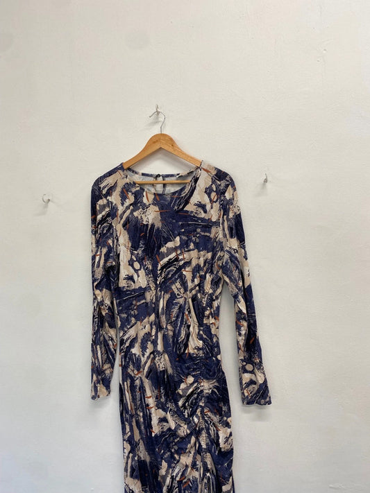 Fabulous Reiss Dress UK 16 Abstract blue maxi dress AS001