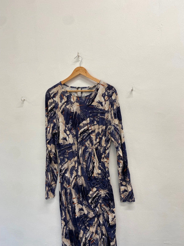 Fabulous Reiss Dress UK 16 Abstract blue maxi dress AS001