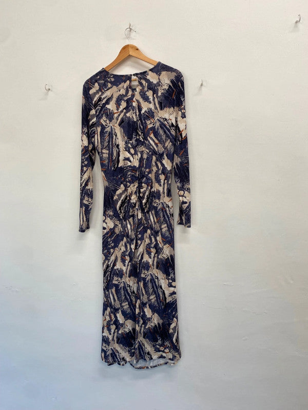 Fabulous Reiss Dress UK 16 Abstract blue maxi dress AS001