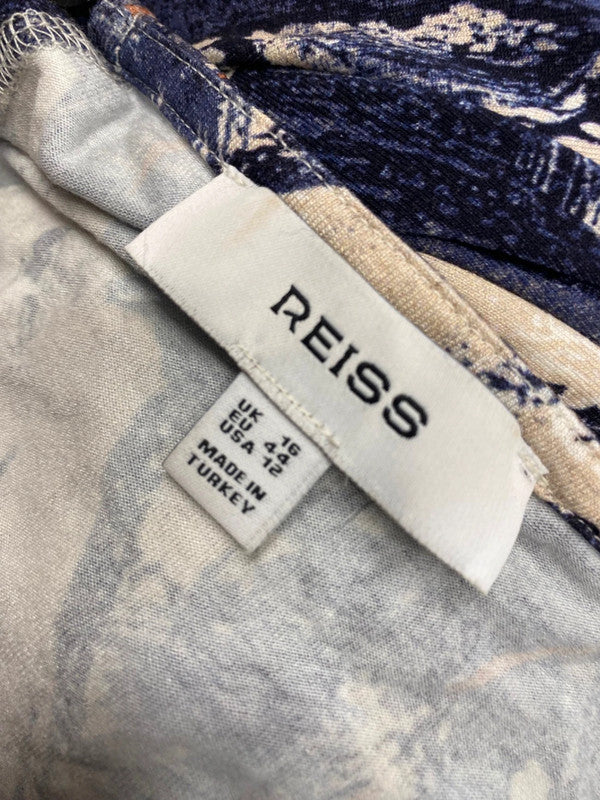 Fabulous Reiss Dress UK 16 Abstract blue maxi dress AS001