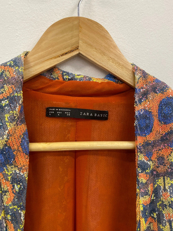 Fabulous Burnt Orange sequin peacock jacket UkL GM143