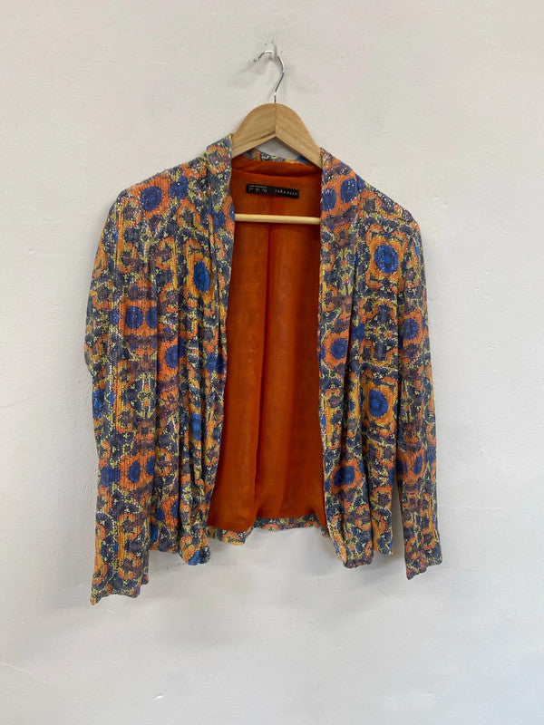 Fabulous Burnt Orange sequin peacock jacket UkL GM143