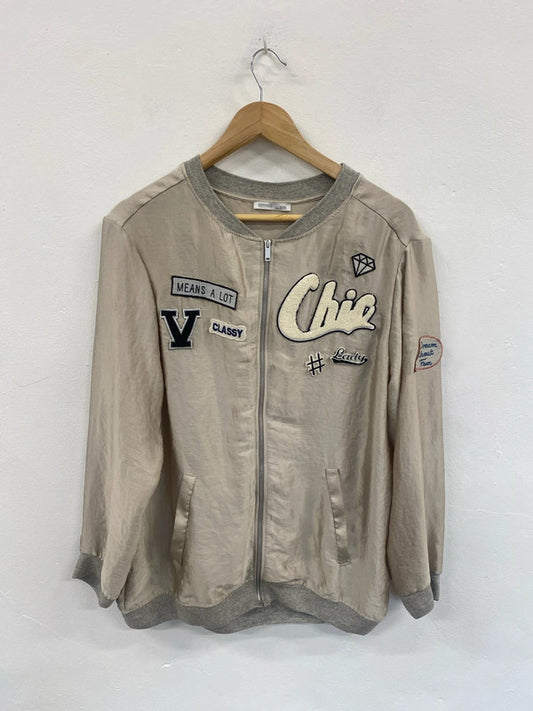 Fabulous Zara grey & Champagne loose bomber jacket UkM GM143