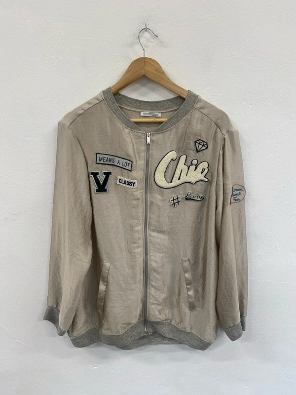 Fabulous Zara grey & Champagne loose bomber jacket UkM GM143