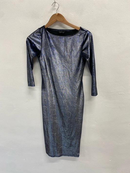 Gorgeous topshop witchy purple silver sparkle dress UK 6 GM143